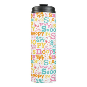 Snoopy Pastel Text Pattern Thermosbeker