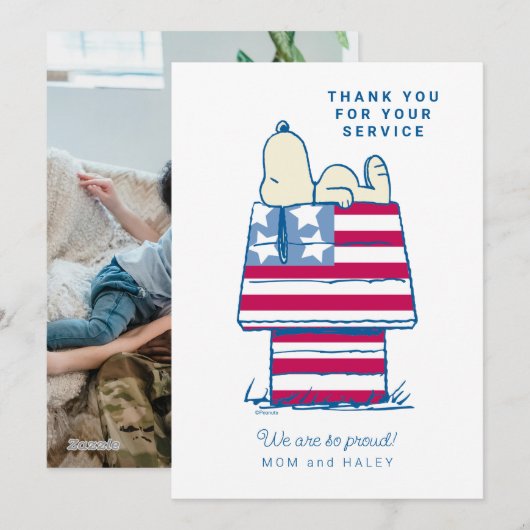 Snoopy Patriotic | Dank u Feestdagenkaart (Voorkant / Achterkant)