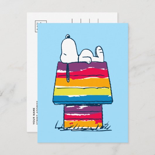Snoopy | Rainbow Dog House Briefkaart (Voorkant / Achterkant)