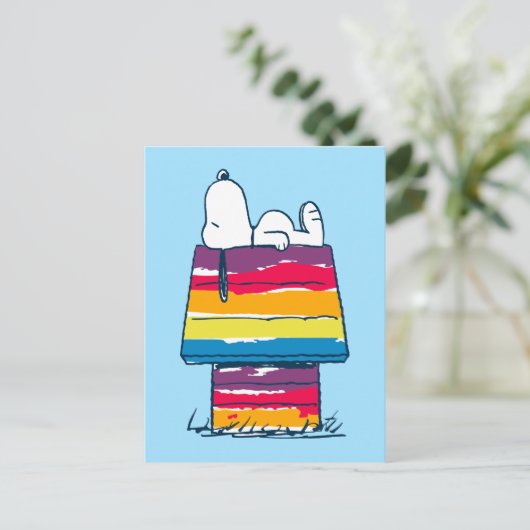 Snoopy | Rainbow Dog House Briefkaart (Staand voorkant)