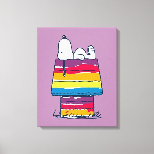 Snoopy | Rainbow Dog House Canvas Afdruk (Voorkant)