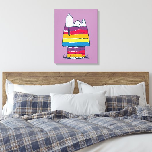 Snoopy | Rainbow Dog House Canvas Afdruk (Insitu (Slaapkamer))