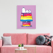 Snoopy | Rainbow Dog House Canvas Afdruk (Insitu (Woonkamer))