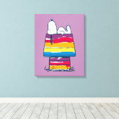 Snoopy | Rainbow Dog House Canvas Afdruk (Insitu (Houten vloer))
