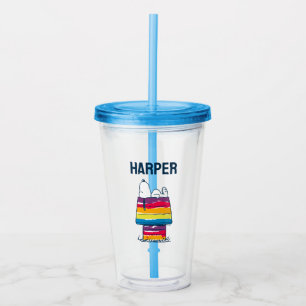 Snoopy Rainbow Dog House Jouw namen toevoegen Acryl Drinkbeker
