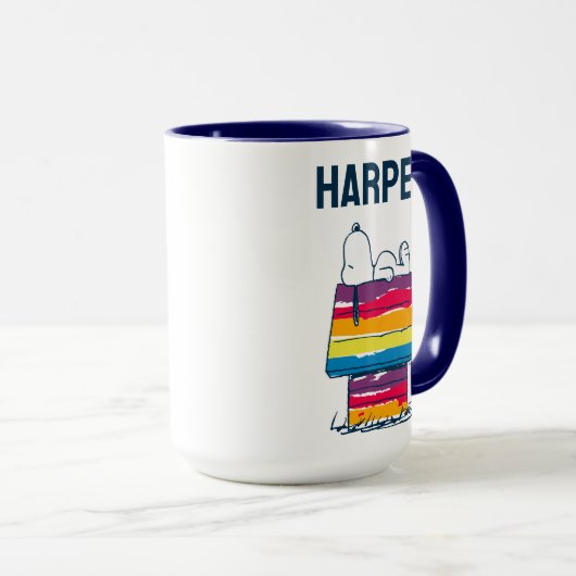 Snoopy | Rainbow Dog House | Jouw namen toevoegen Mok (Voorkant rechts)
