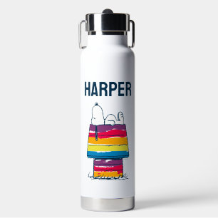 Snoopy   Rainbow Dog House   Jouw namen toevoegen Waterfles