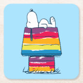 Snoopy | Rainbow Dog House Kartonnen Onderzetters (Voorkant)