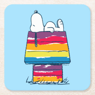 Snoopy Rainbow Dog House Kartonnen Onderzetters