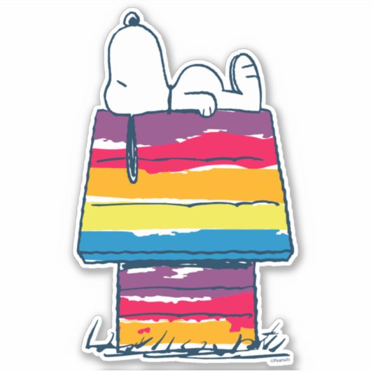 Snoopy | Rainbow Dog House Sticker (Voorkant)