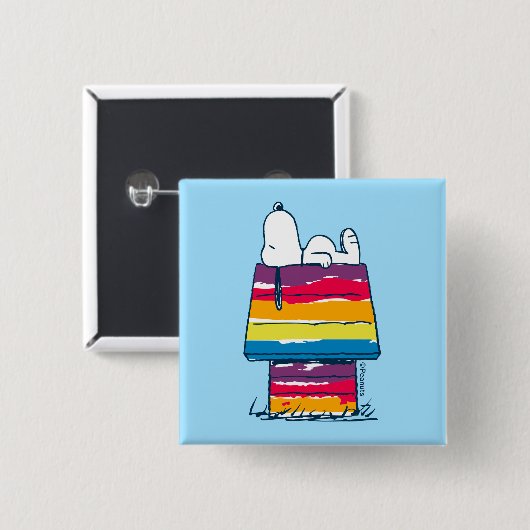 Snoopy | Rainbow Dog House Vierkante Button 5,1 Cm (Voorkant /achterkant)