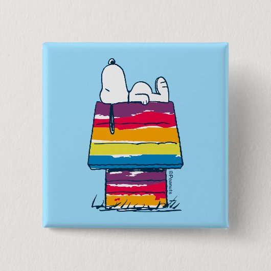 Snoopy | Rainbow Dog House Vierkante Button 5,1 Cm (Voorkant)