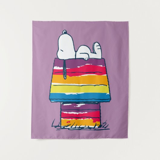 Snoopy | Rainbow Dog House Wandkleed (Voorkant)