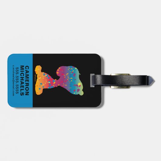 Snoopy Rainbow Graffiti Silhouette Bagagelabel (Achterkant horizontaal)