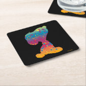 Snoopy Rainbow Graffiti Silhouette Kartonnen Onderzetters (Schuin)