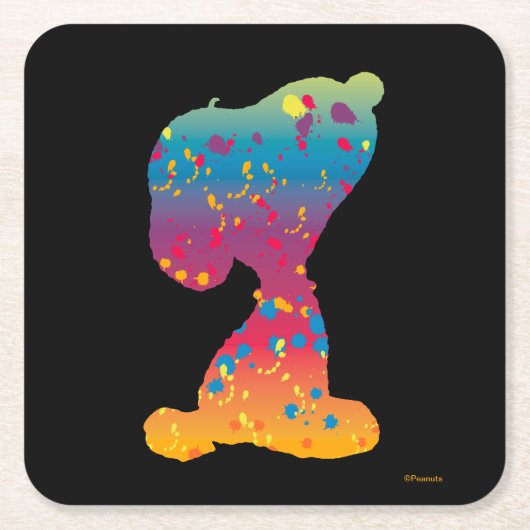 Snoopy Rainbow Graffiti Silhouette Kartonnen Onderzetters (Voorkant)