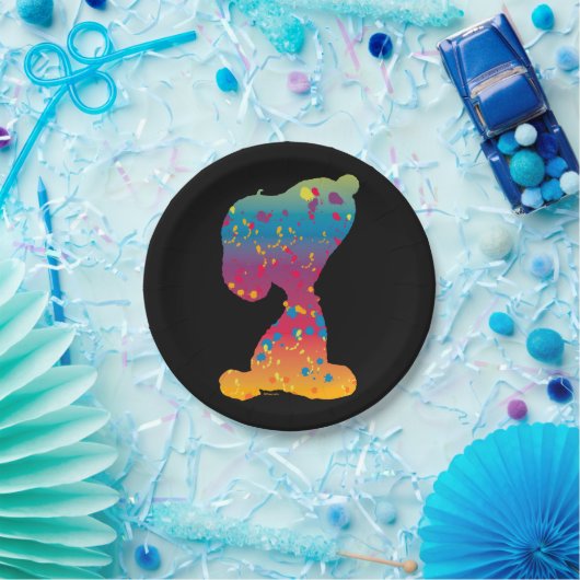 Snoopy Rainbow Graffiti Silhouette Papieren Bordje (Feest)