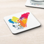 Snoopy | Rainbow Love Heart Bier Onderzetter (Linkerzijde)