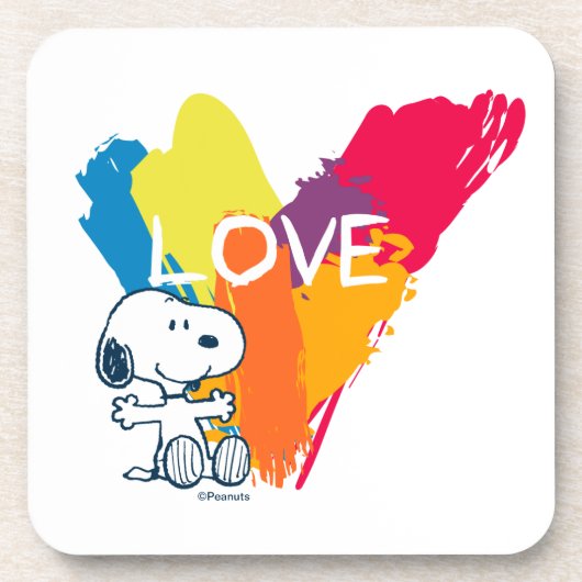 Snoopy | Rainbow Love Heart Bier Onderzetter (Voorkant)
