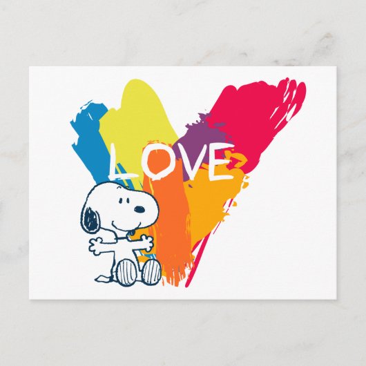 Snoopy | Rainbow Love Heart Briefkaart (Voorkant)