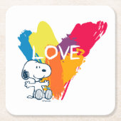 Snoopy | Rainbow Love Heart Kartonnen Onderzetters (Voorkant)