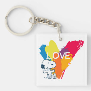 Snoopy   Rainbow Love Heart Sleutelhanger