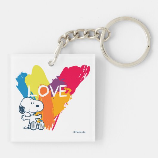 Snoopy | Rainbow Love Heart Sleutelhanger (Achterkant)