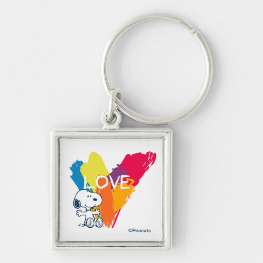 Snoopy | Rainbow Love Heart Sleutelhanger (Voorkant)