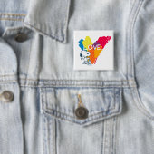 Snoopy | Rainbow Love Heart Vierkante Button 5,1 Cm (In situ)