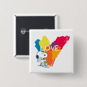 Snoopy | Rainbow Love Heart Vierkante Button 5,1 Cm (Voorkant /achterkant)