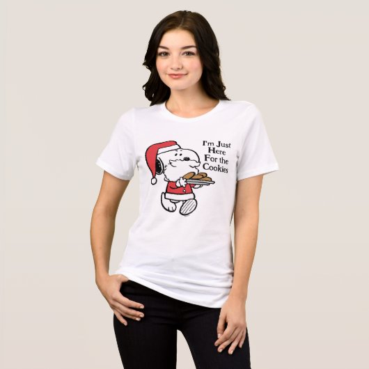 Snoopy Santa | I'm Just Here for the Cookies Tri-Blend Shirt (Voorkant volledig)