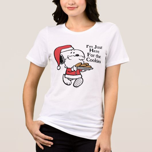 Snoopy Santa | I'm Just Here for the Cookies Tri-Blend Shirt (Voorkant)