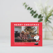 Snoopy Santa Kerstmis Familie Foto Collage Feestdagenkaart (Staand voorkant)