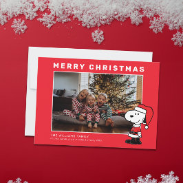 Snoopy Santa Kerstmis Familie Foto Feestdagenkaart