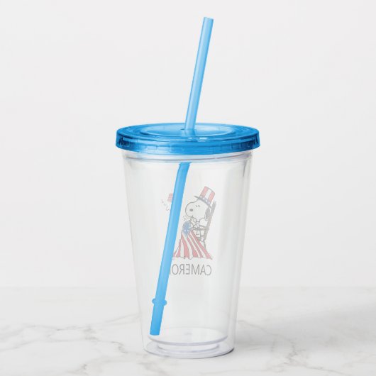 Snoopy Sewing 4 juli vlag Acryl Drinkbeker (Achterkant)