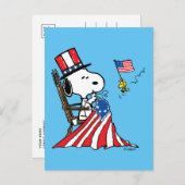 Snoopy Sewing 4 juli vlag Briefkaart (Voorkant / Achterkant)
