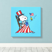 Snoopy Sewing 4 juli vlag Canvas Afdruk (Insitu (Houten vloer))