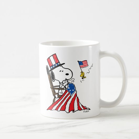 Snoopy Sewing 4 juli vlag Koffiemok (Rechts)