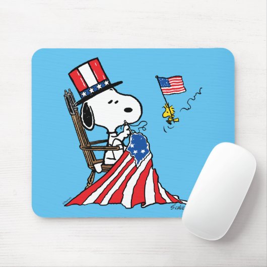 Snoopy Sewing 4 juli vlag Muismat (Met muis)