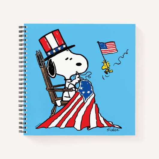 Snoopy Sewing 4 juli vlag Notitieboek (Voorkant)