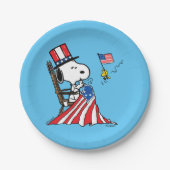 Snoopy Sewing 4 juli vlag Papieren Bordje (Voorkant)