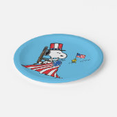 Snoopy Sewing 4 juli vlag Papieren Bordje (Gekanteld)