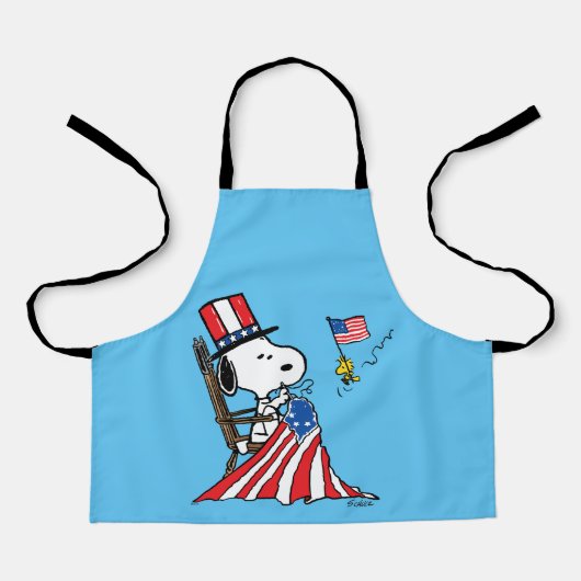 Snoopy Sewing 4 juli vlag Schort (Voorkant)