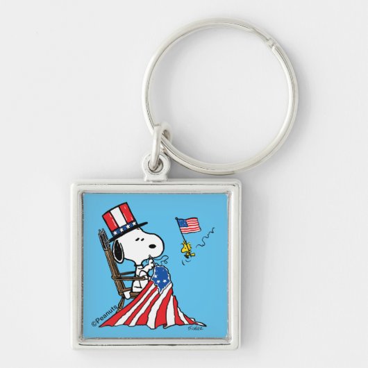 Snoopy Sewing 4 juli vlag Sleutelhanger (Voorkant)