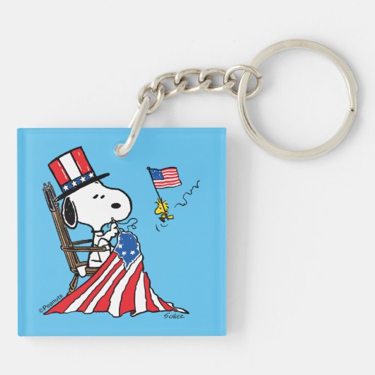 Snoopy Sewing 4 juli vlag Sleutelhanger (Achterkant)