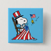 Snoopy Sewing 4 juli vlag Vierkante Button 5,1 Cm (Voorkant)