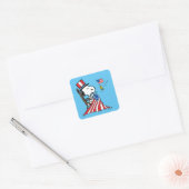 Snoopy Sewing 4 juli vlag Vierkante Sticker (Envelop)