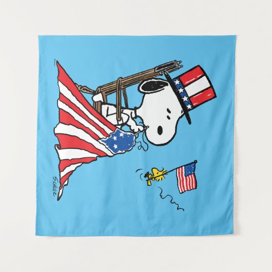 Snoopy Sewing 4 juli vlag Wandkleed (Voorkant (horizontaal))