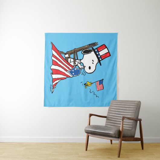 Snoopy Sewing 4 juli vlag Wandkleed (In Situ (horizontaal))