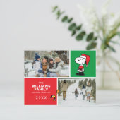 Snoopy Sinterklaas Kerstmis Familie Foto Collage Feestdagenkaart (Staand voorkant)